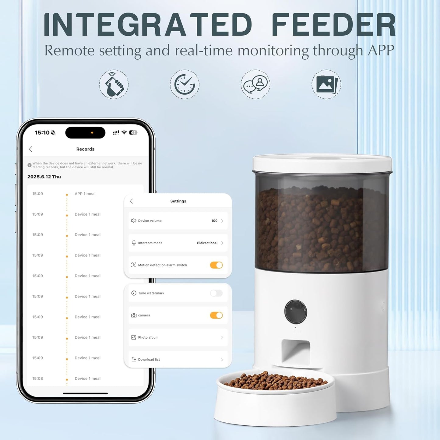 Warcat Vacuum Automatic Smart Cat Feeder with Timed Remote Control & Visual Monitoring, APP-Enabled Pet Food Dispenser for Cats, Dogs & Small Animals, Automatic Feeding Solution