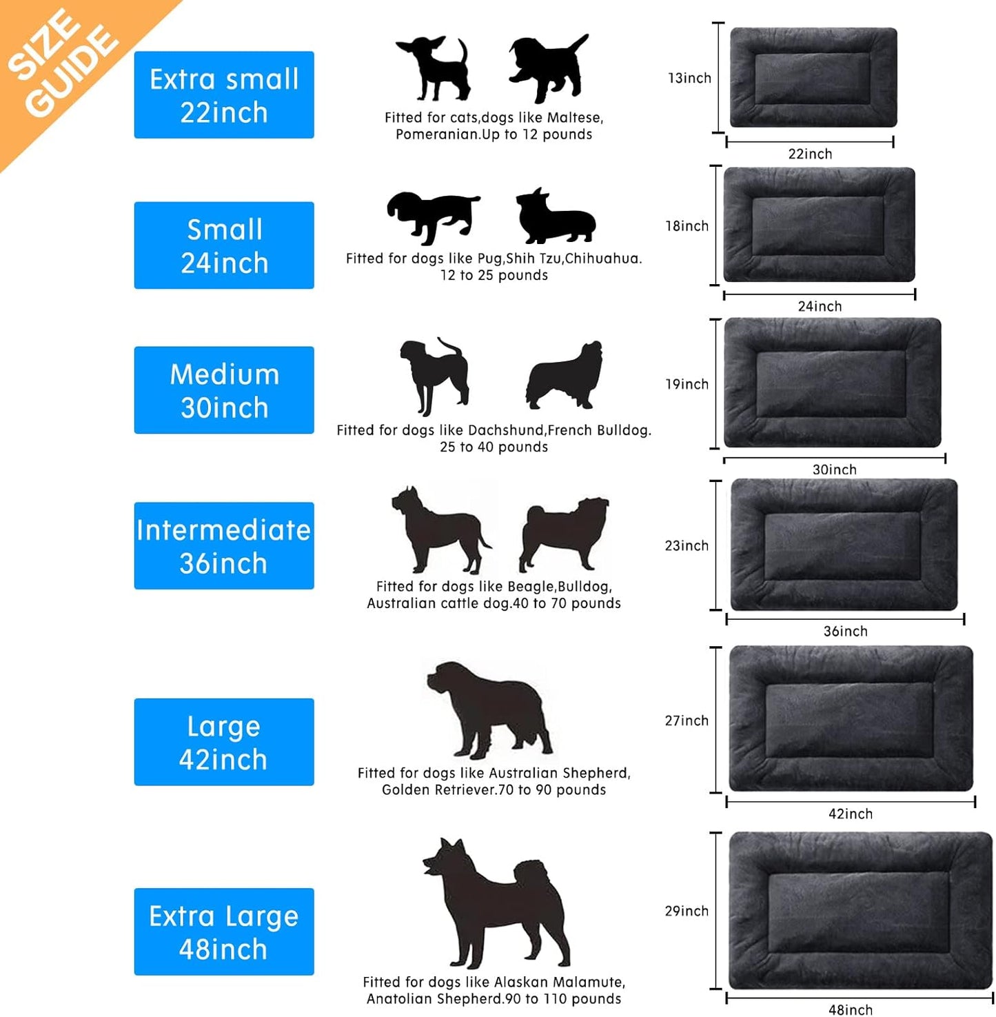 Dog Beds Crate Pad for Dogs Ultra Soft Dog Crate Bed Washable & Anti-Slip Kennel Pad for Dogs Cozy Sleeping Mat (36inch, Dark Gray)