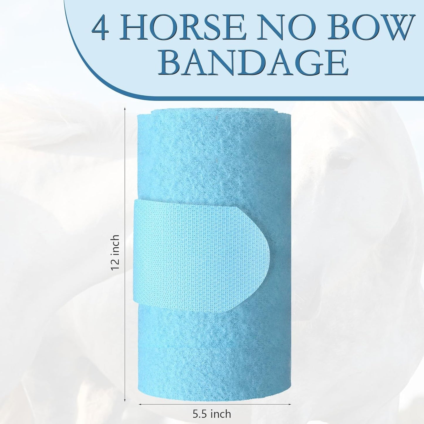 Set of 4 Horse No Bow Bandage 3D Contoured Standing Wrap Bandages Stable Nylon Horse Leg Wraps for Helping Prevent Horse from Tendon Damage and Keep Horses Clean and Safe(Light Blue)