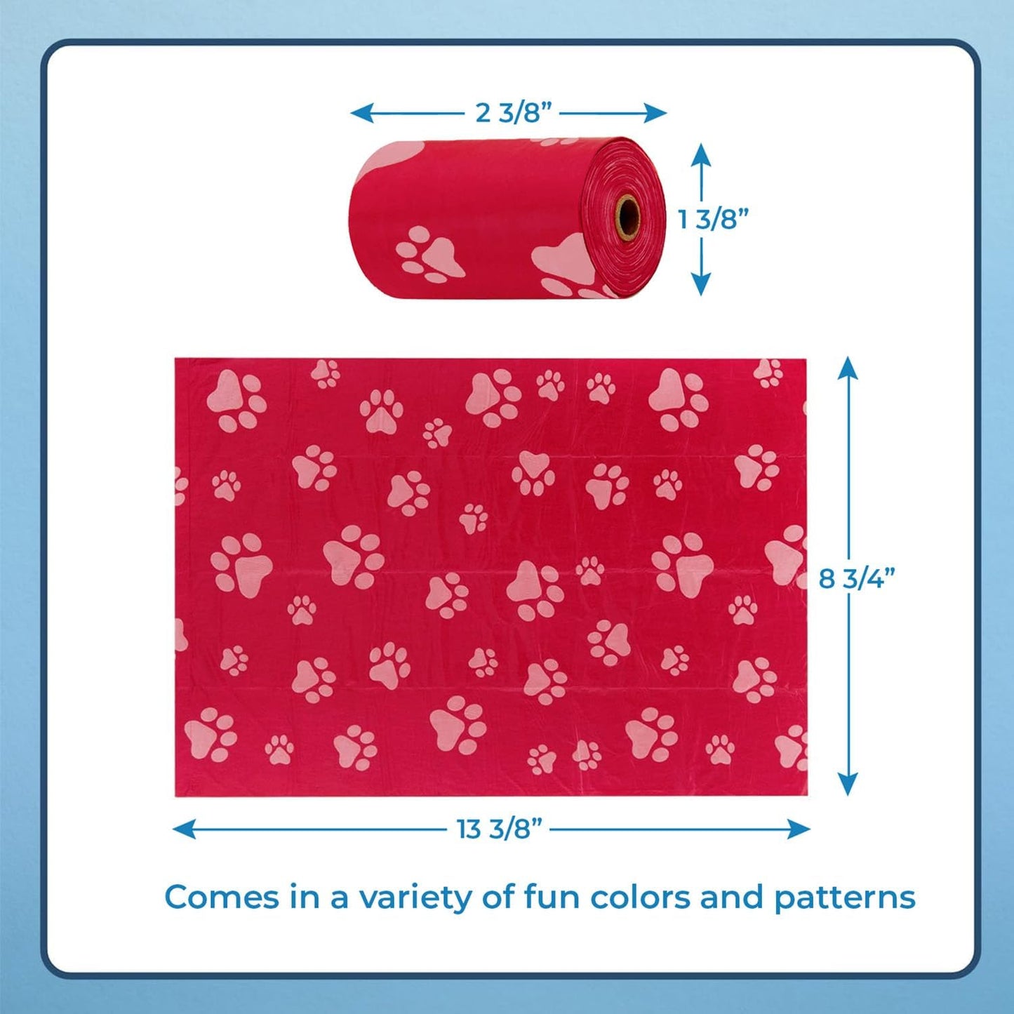 Best Pet Supplies Dog Poop Bags (150 Bags) for Waste Refuse Cleanup, Doggy Roll Replacements for Outdoor Puppy Walking and Travel, Leak Proof and Tear Resistant, Thick Plastic - Red