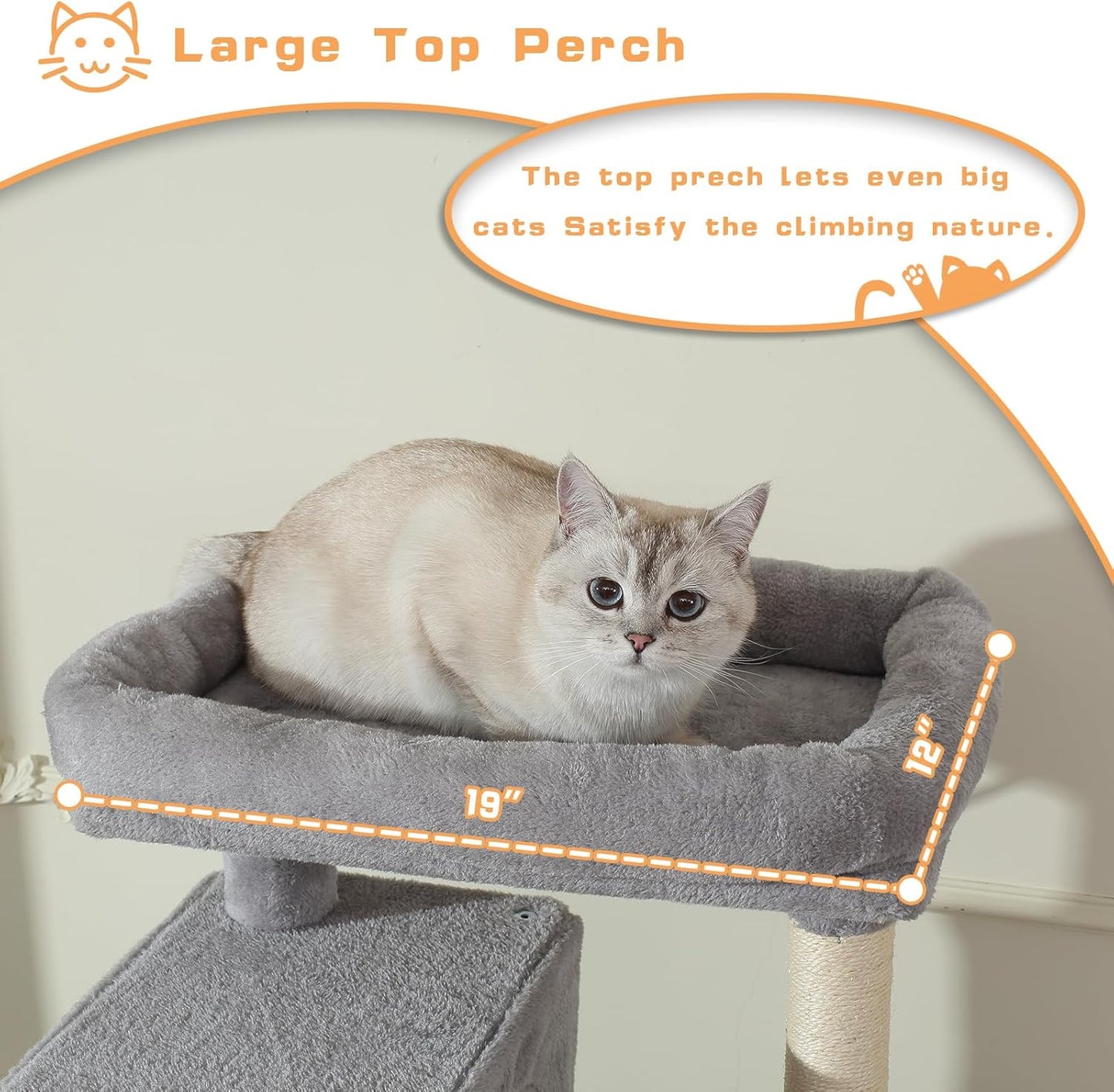 70-Inch Cat Tree,Large Cat Tree Tower with Hammock, Scratching Post, Condo and Multi-Level Cat Tower for Large Cats, Cat Activity Center Playhouse, Light Gray LCT016