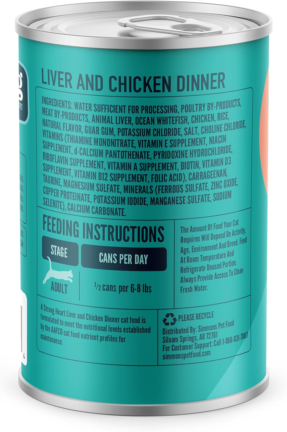 A Strong Heart Canned Wet Cat Food, Liver & Chicken Dinner - 13.2 oz Cans (Pack of 12), Made in The USA with Real Chicken & Liver