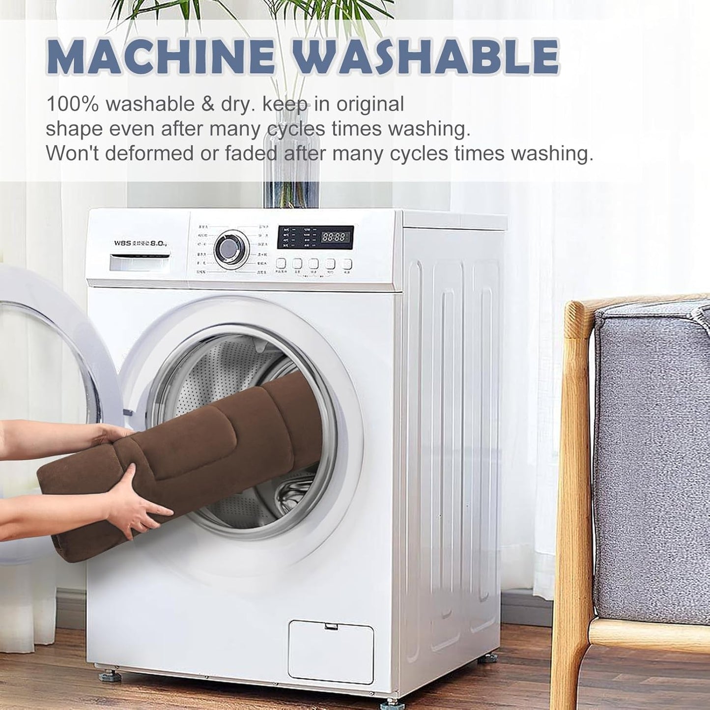 JoicyCo Dog Crate Bed Pad Mat, 36 in Non Slip Bottom Washable Kennel Pad for Medium & Large Dogs, Dark Brown