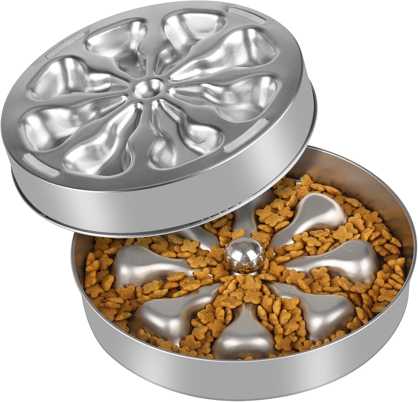 Slow Feeder Dog Bowl – Stainless Steel Non-Slip Metal Bowl for Slow Feeding, 5 Cups Large Capacity, Double-Sided Design for Dry, Wet, or Raw Food, Ideal for Small, Medium, Large Dogs
