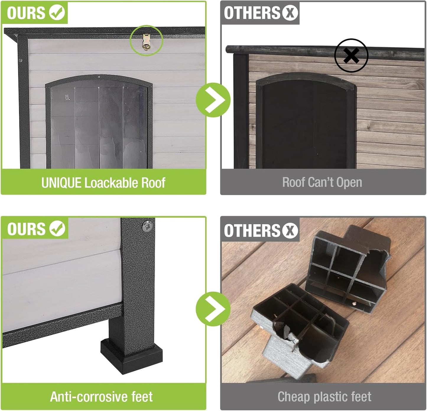 GUTINNEEN Chew Proof Dog House with Metal Iron Frame Outdoor Dog Kennel for Small Medium Large Indoor Dog Cage (43.3" L,Off-White Color)