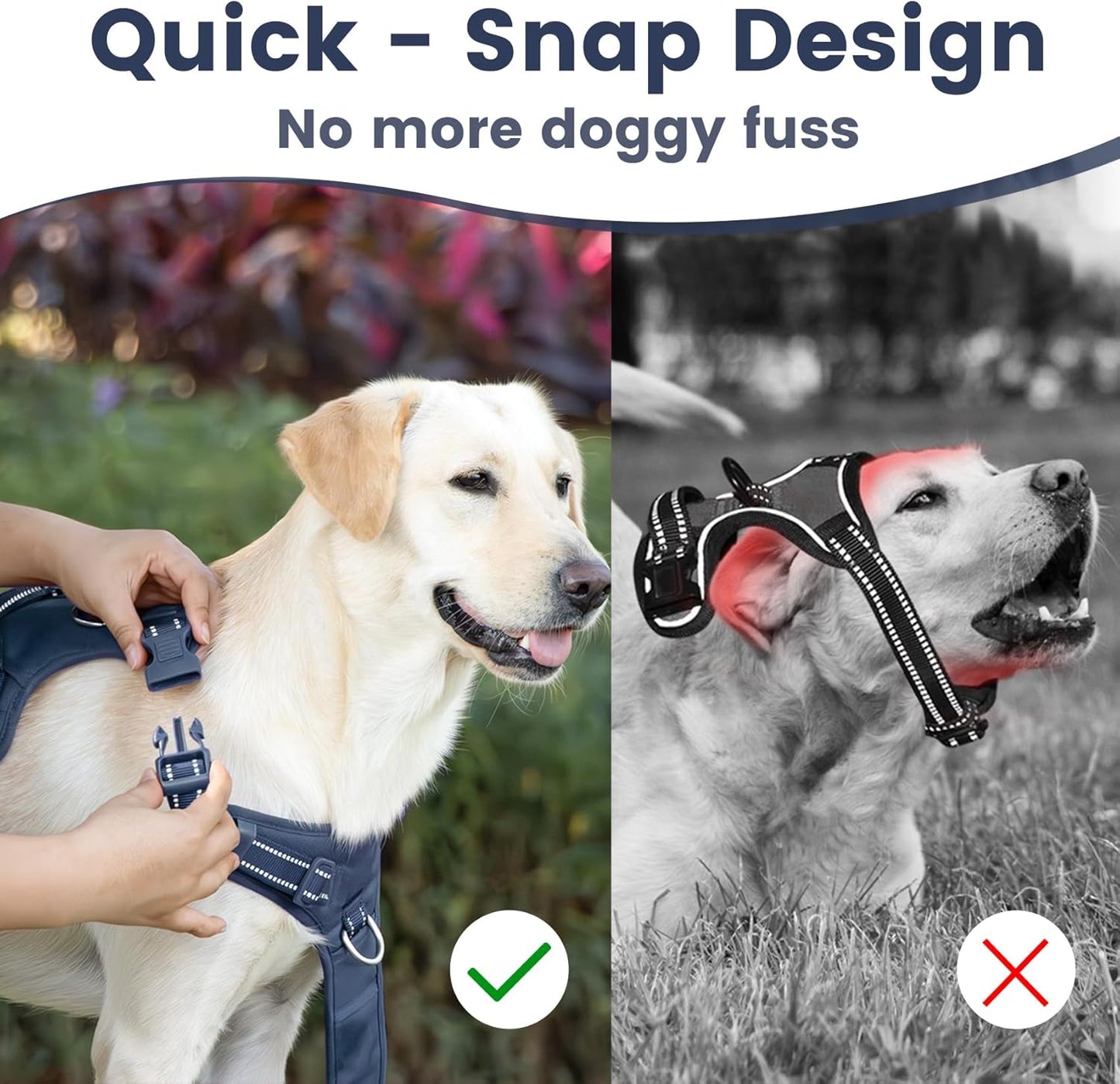 No Pull Dog Harness, Reflective Puppy Vest for Small Medium Large Sized Dog(Prussian Blue,M)