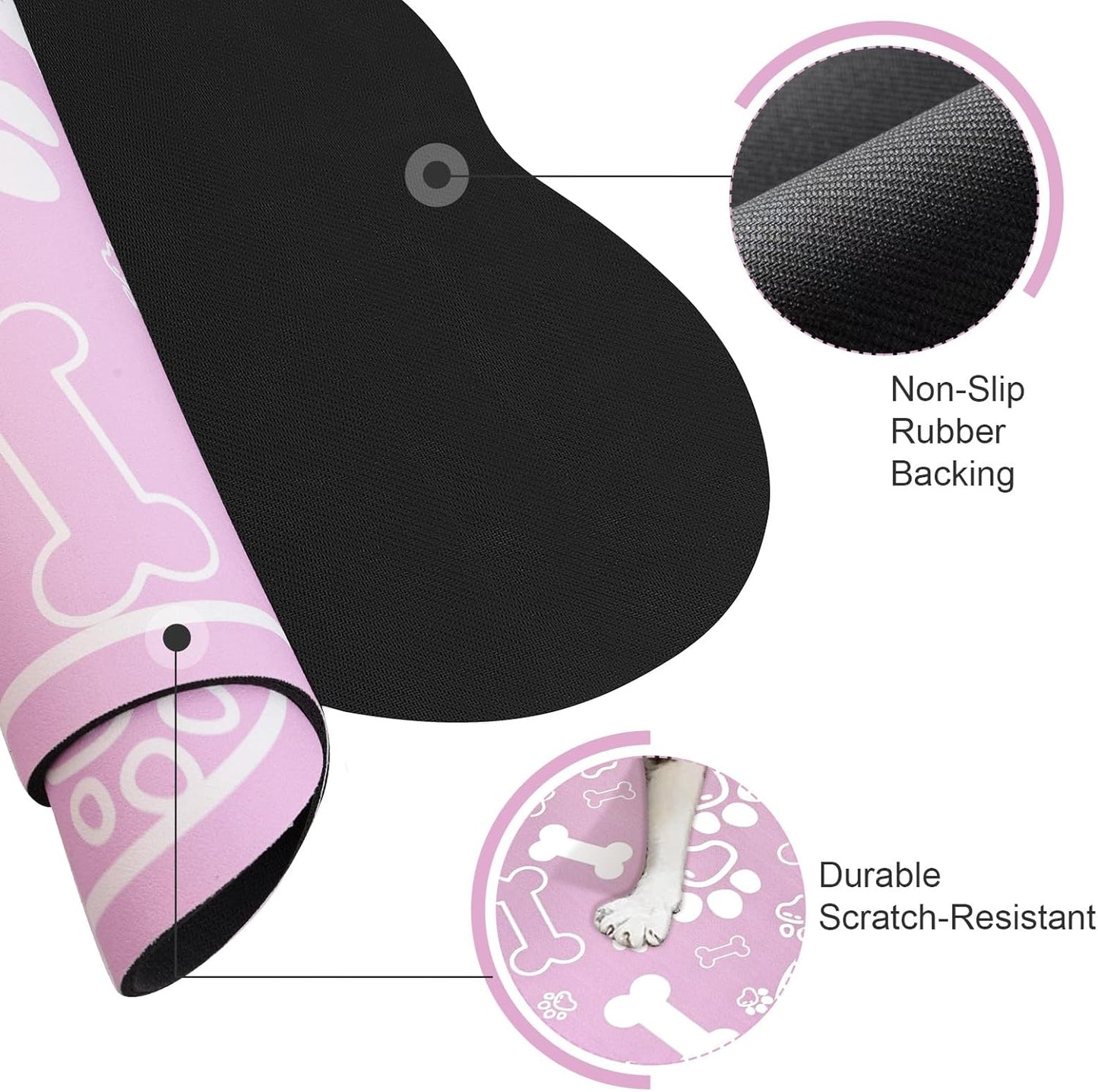 Dog Cat Mat for Food and Water,Rapid Absorbent Pet Feeding Mat, Bone Shaped Dog Placemat Bowl Mat with Rubber Backing,No Stains Pet Food Mats Indoor, Pet Accessories Supplies,Pink 12"×18"