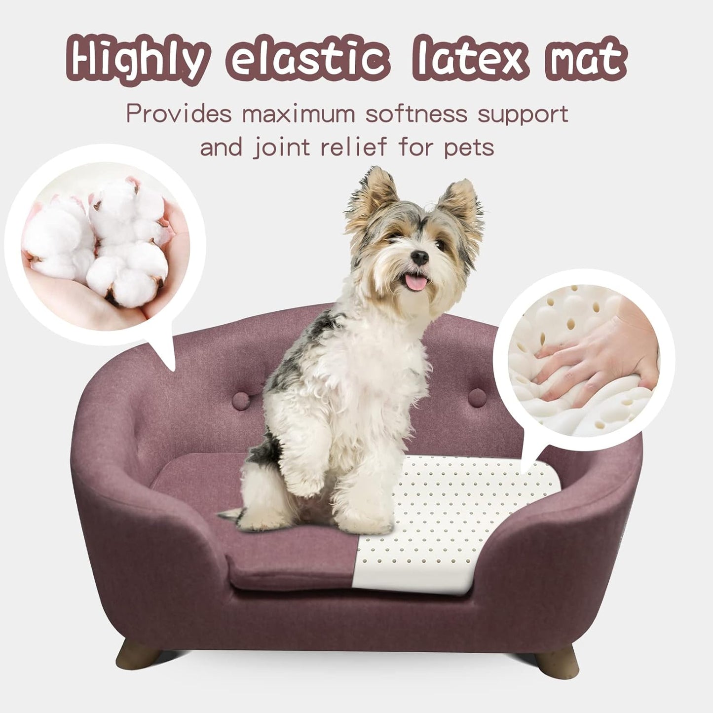 SHAVI Pet Sofa Dog Couch for Small Pet Dog and Cats, Low Back Lounging Bed with Velvet Modern Cat Couch Easy-to-Clean(Pink)