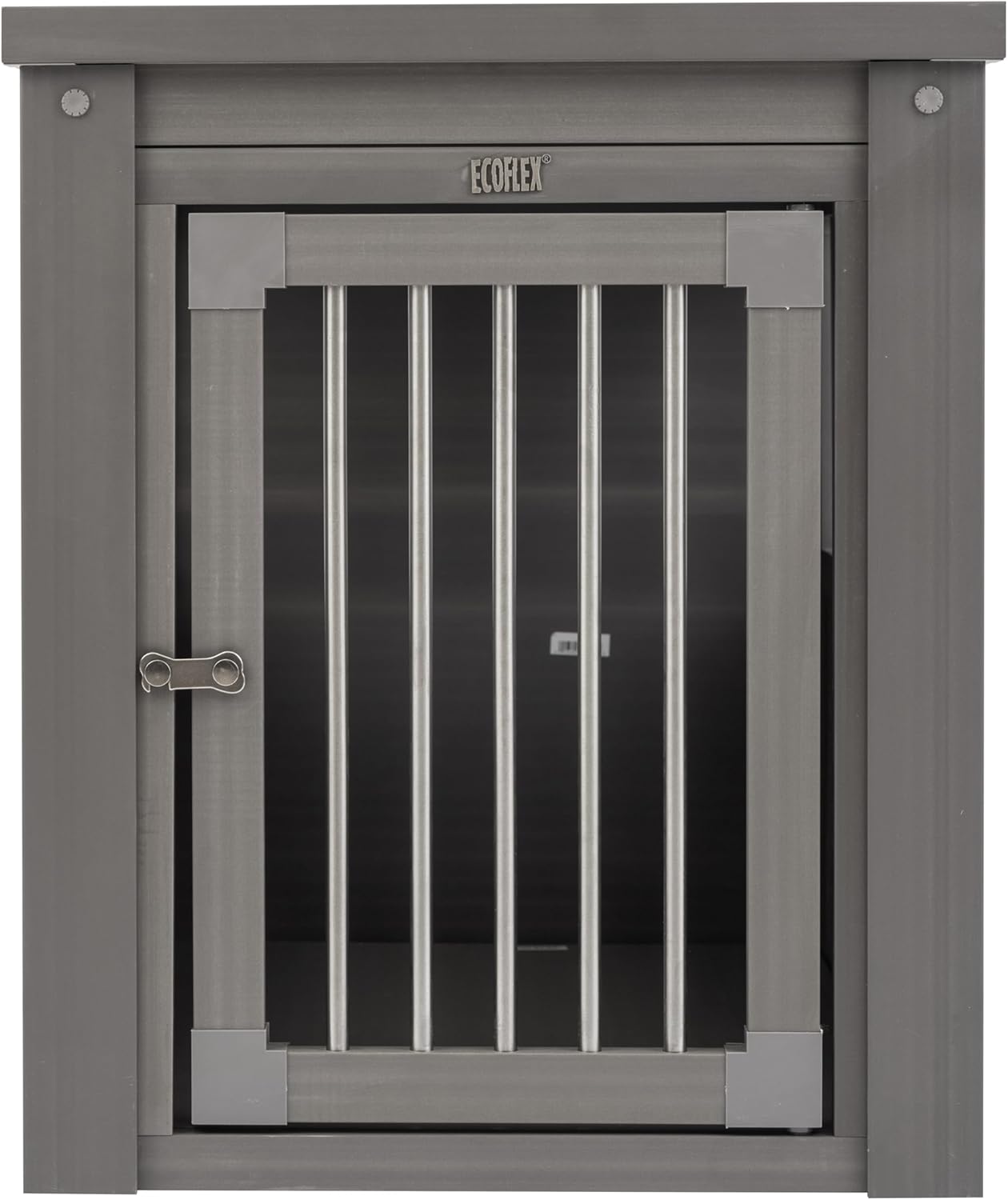 New Age Pet ECOFLEX Dog Crate End Table - Furniture-Style Pet Crate for Crate Trained Dogs - Stainless Steel Tubing & a Latched Closure - 10 Year Manufacturer's Warranty, Medium