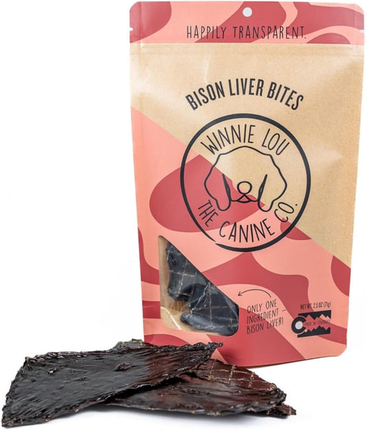 Winnie Lou Bison Liver Bites Dog Treats – Single Ingredient, Human Grade, Limited Ingredient Training Treats for Small, Medium & Large Dogs, Made in USA (1 Pack)