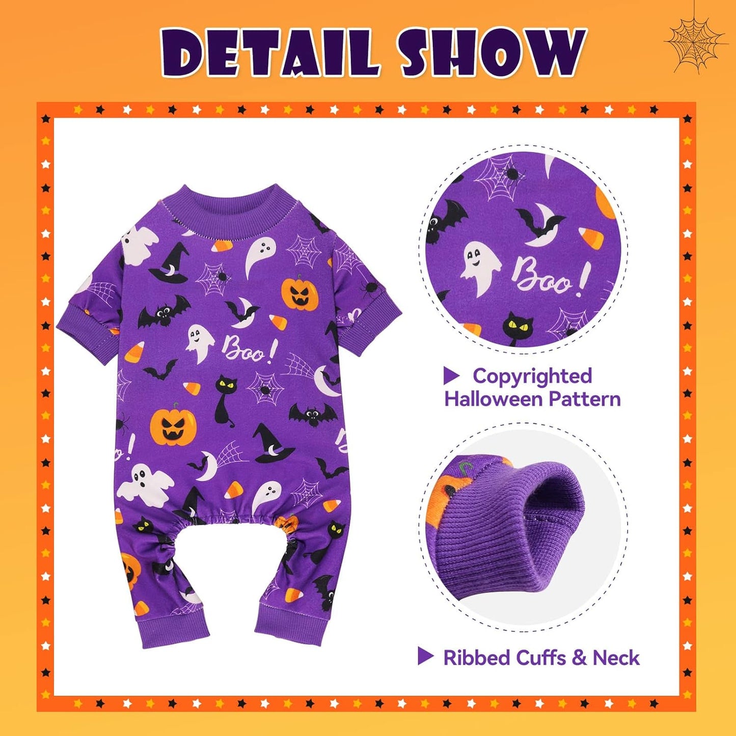 Dog Halloween Pajamas Dog Costumes Pjs Stretchy Funny Costumes Pet Clothes Outfit Pajamas for Small Dogs Puppy Cat(S)
