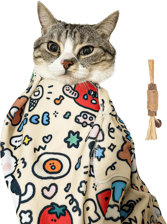 21.7" Cat Grooming Wrap,Self-Adherent Cat Wrap for Cutting Nails,Anti-Escape Pet Swaddle for Medicine,Teeth Brushing,Ear Cleaning(Within 6lbs)
