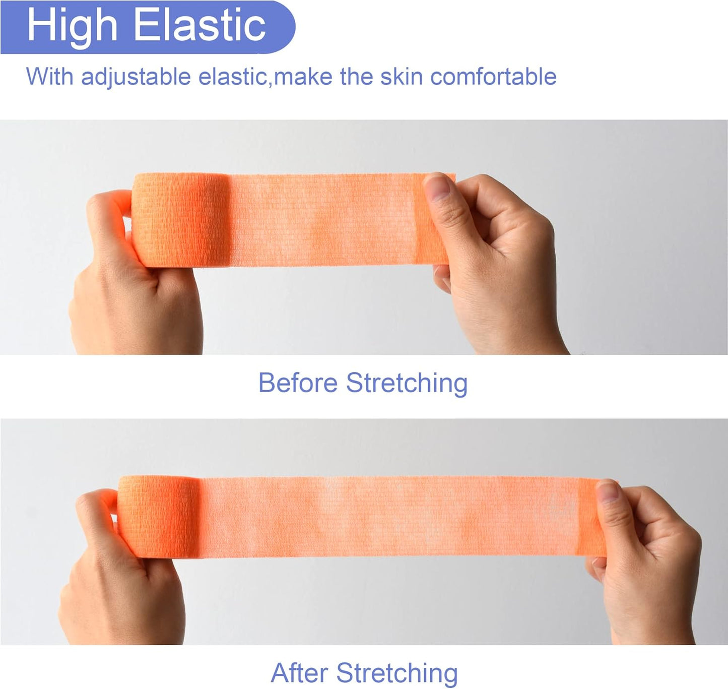 9 Pack 2" x 5 Yards Self Adhesive Bandage Wrap Self Stick Wrap for Ankle, Wrist, Finger, Sports, Breathable Cohesive Vet Tape for Pets (Light Orange)