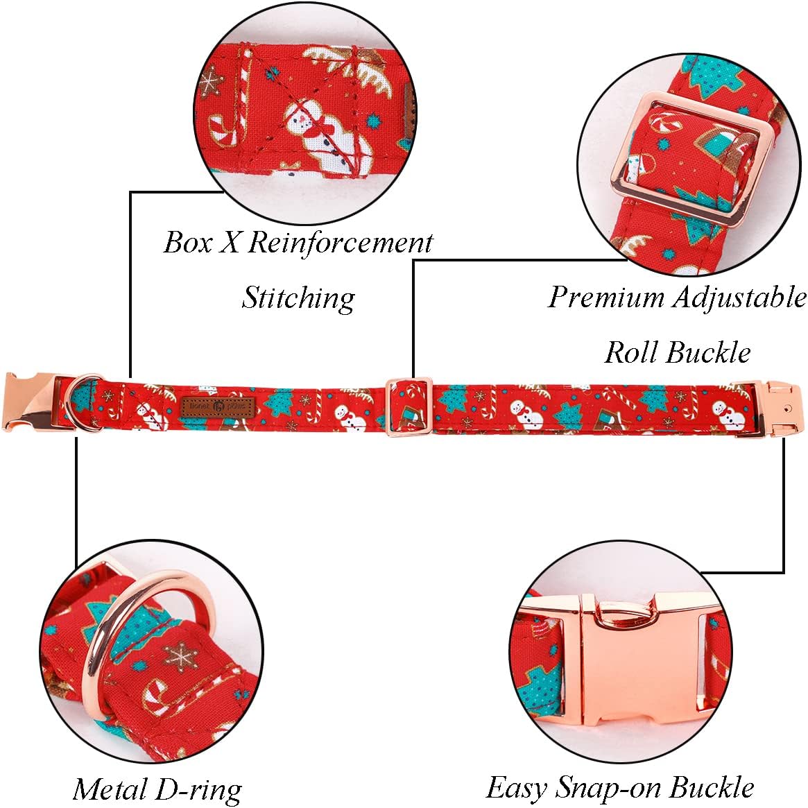 Lionet Paws Christmas Dog Collar with Flower, Dog Flower Collar with Metal Buckle for Dogs and Cats, Adjustable Comfortable Dog Collar Girl Gift, XS, Neck 8-12 in