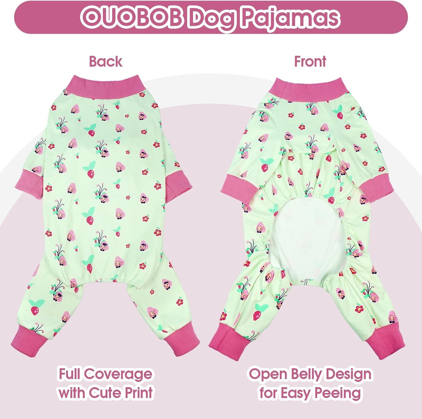 4-Legged Dog Pajamas for Medium & Large Dogs - Soft Cotton Dog Pjs Onesie with 4-Way Stretch, Cozy Breathable Pet Sleepwear for Cold Weather & Indoor Lounging - Green 5XL