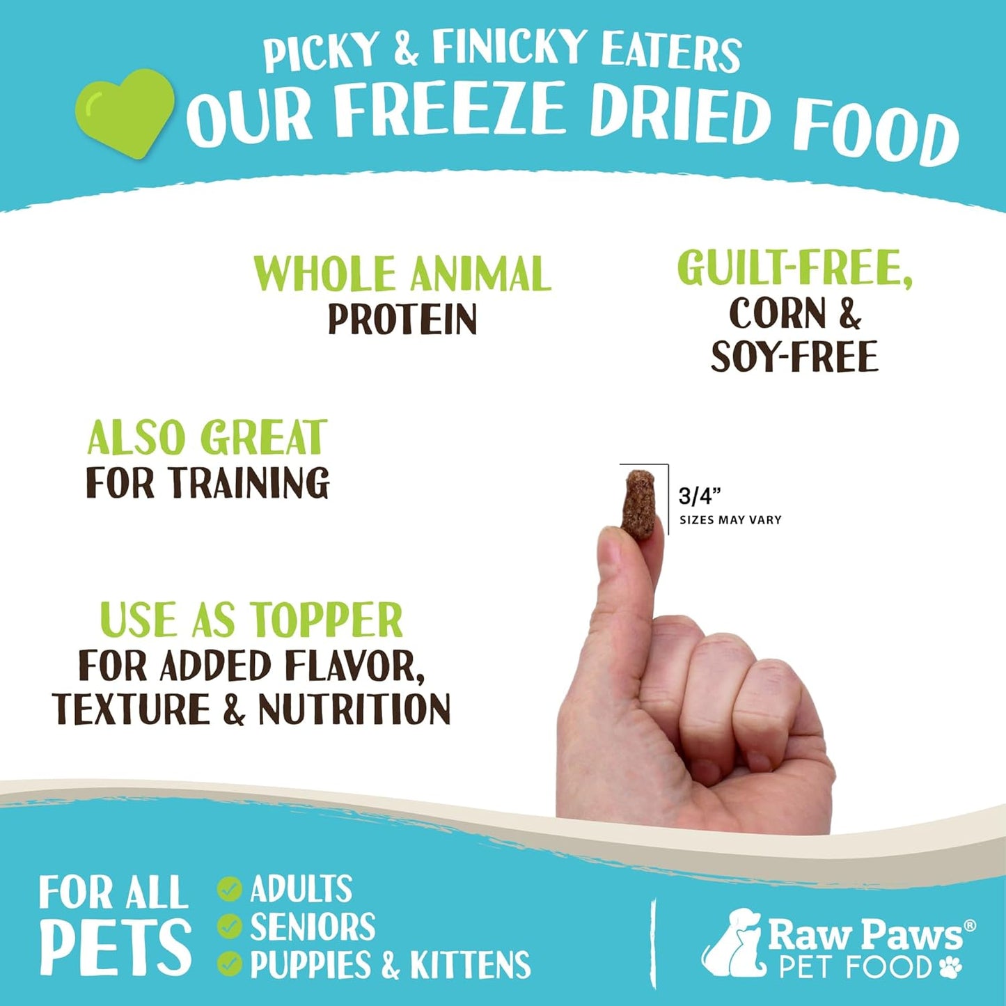 Raw Paws Freeze Dried Dog Food & Cat Food - Rabbit Recipe, 16-oz - Made in USA - Freeze-Dried Dog Food, Raw Dog and Cat Food
