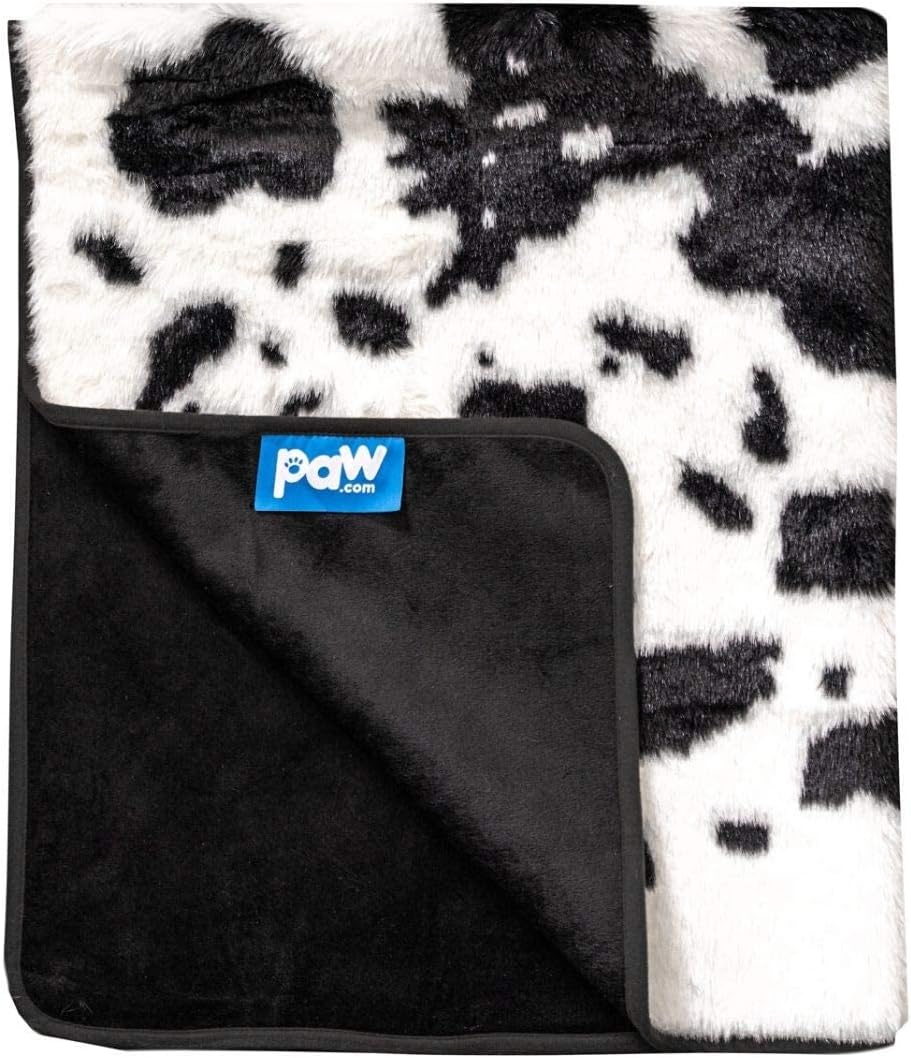 PupProtector Waterproof Throw Blanket for Dogs and Cats, Pet Blanket Cover for Couches, Sofas, Beds, Car Seats, Furniture, Calming Soft Faux Fur, Black and White Cowhide, Original (60" L x 50" W)