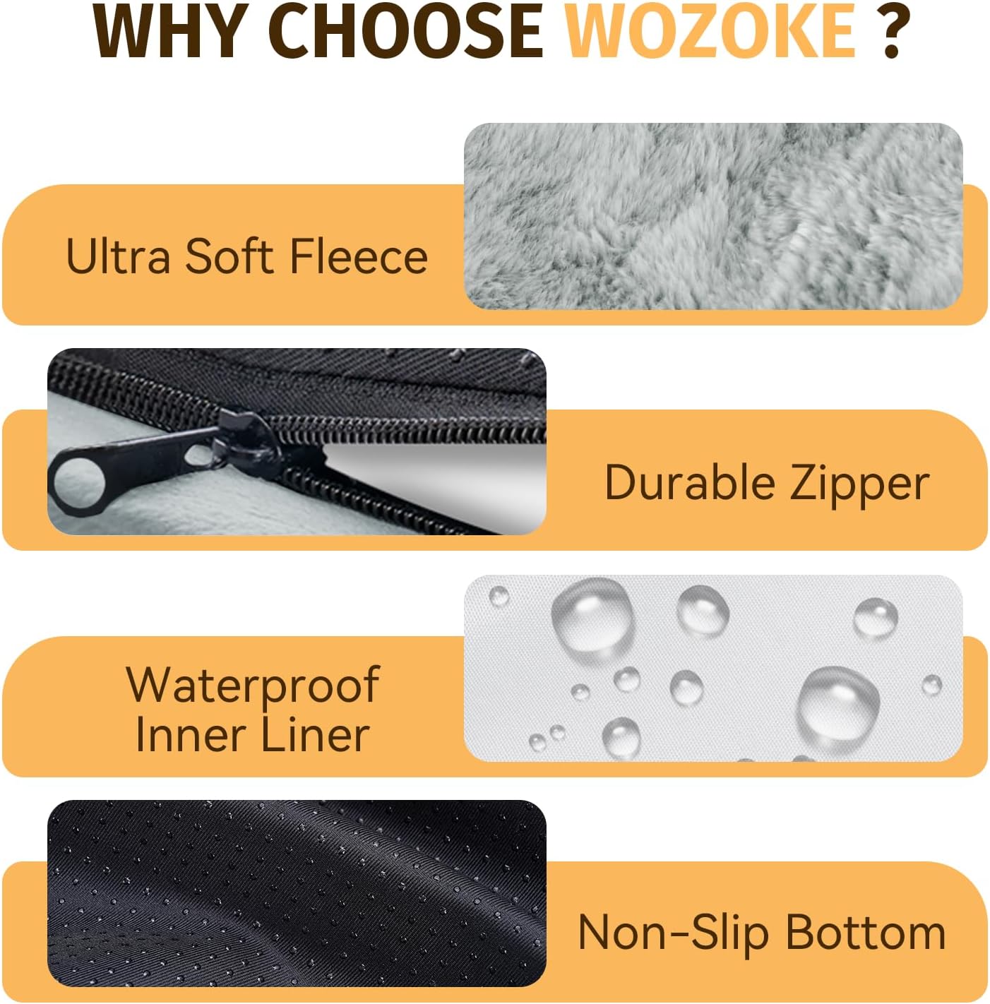 Orthopedic Washable Large Dog Bed: Cooling Dog Bed with Bolsters - Jumbo Bed Waterproof Removable Cover Non-Slip Pet Bed for Extra Large Sized - Silver