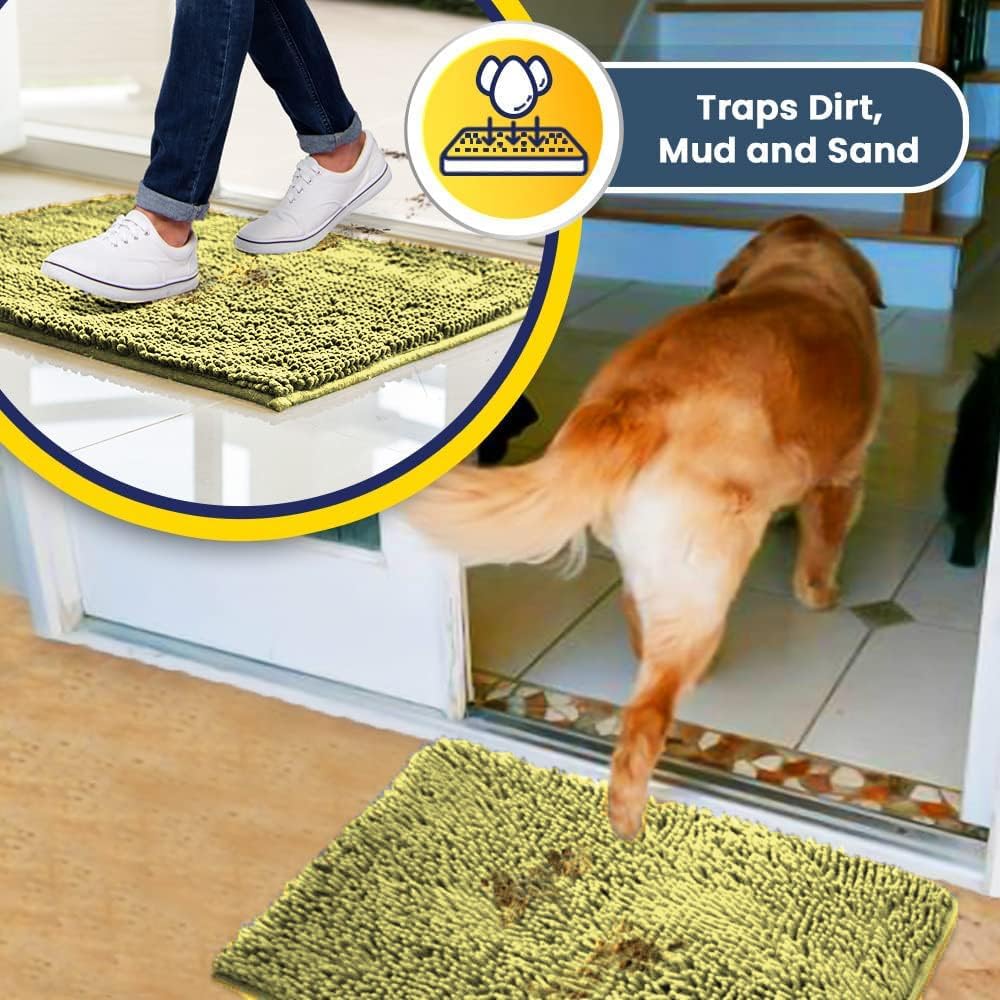 Muddy Mat® Shown on TV – Super Absorbent Door Mat Indoor, Microfiber Quick Dry Chenille Entryway Rug, Non-Slip Front Door Mat, Indoor Mats for Entryway, Machine Washable Pet Rug, Yellow 36"x60"