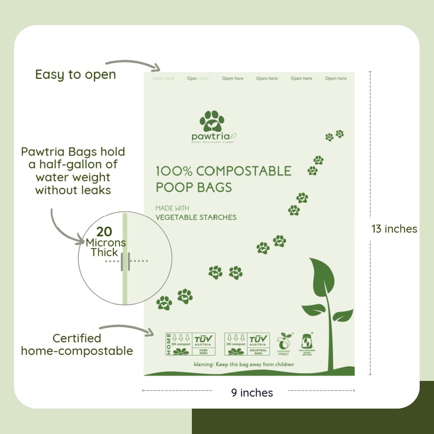 Pawtria Eco Duo Set: Home Compostable Dog Poop Bags (120) + Premium Silicone Dog Poop Bag Dispenser (3.25"H X 2.75"L), BPA-Free, Leak-Proof, Biodegradable, Zero Waste, Supports Rescue Dogs