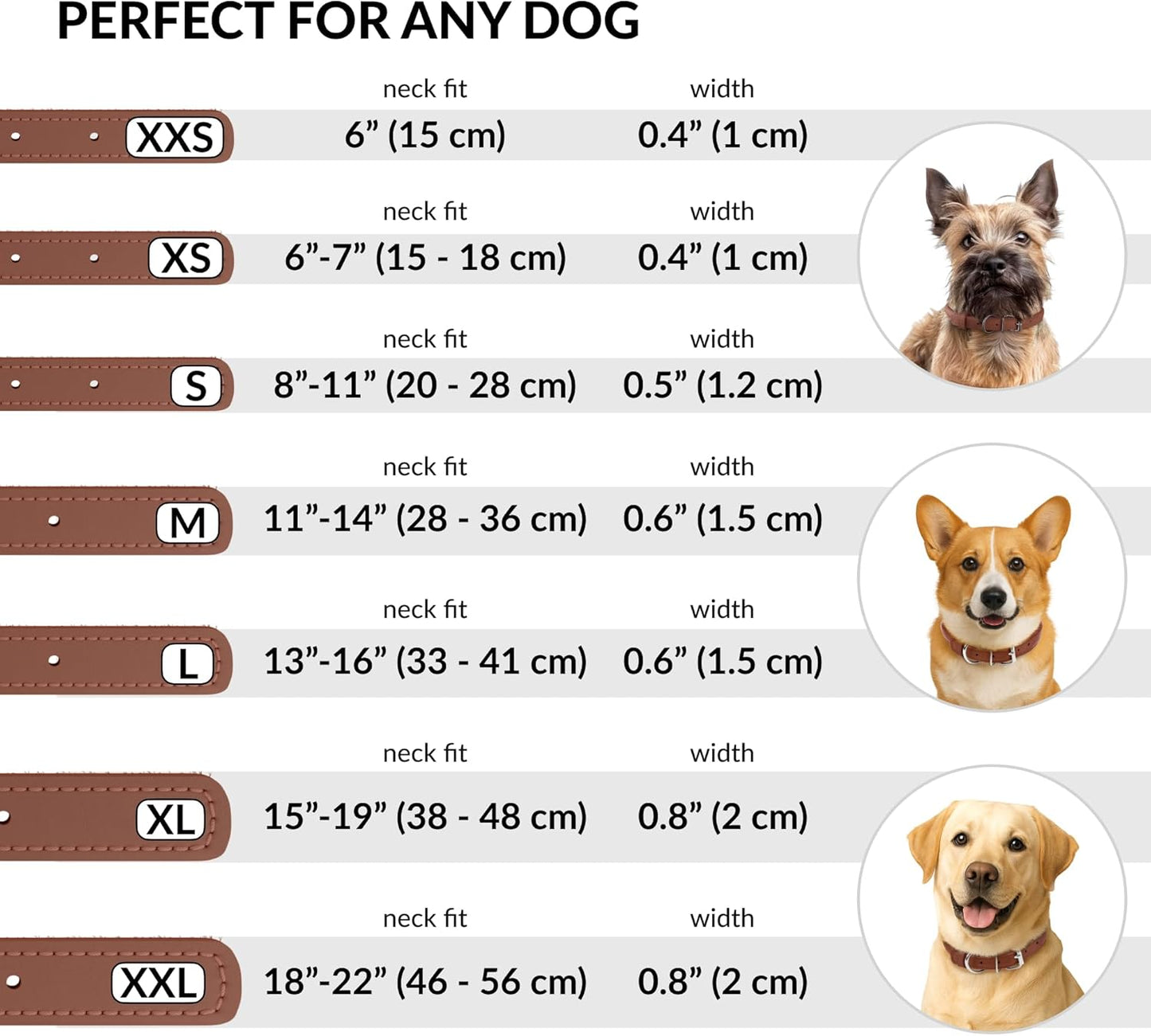 CollarDirect Rolled Leather Dog Collar, Soft Padded Round Puppy Collar, Handmade Genuine Leather Collar Dog Small Large Cat Collars 13 Colors (13-16 Inch, Cinnamon Smooth)