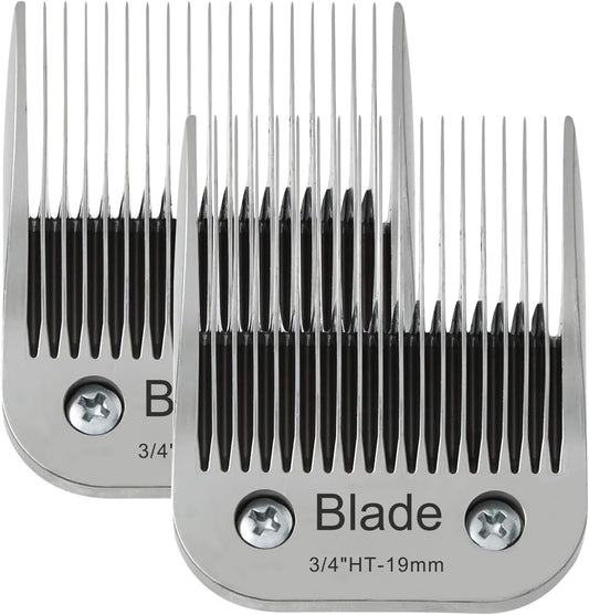 2PCS 3/4" HT Dog Grooming Replacement Blades Compatible with Andis Dog Clippers,Dog Clipper Blades Compatible with Wahl KM-10 Series Clippers, Oster A5,Size-3/4-Inch 19mm Cut Length,Silver