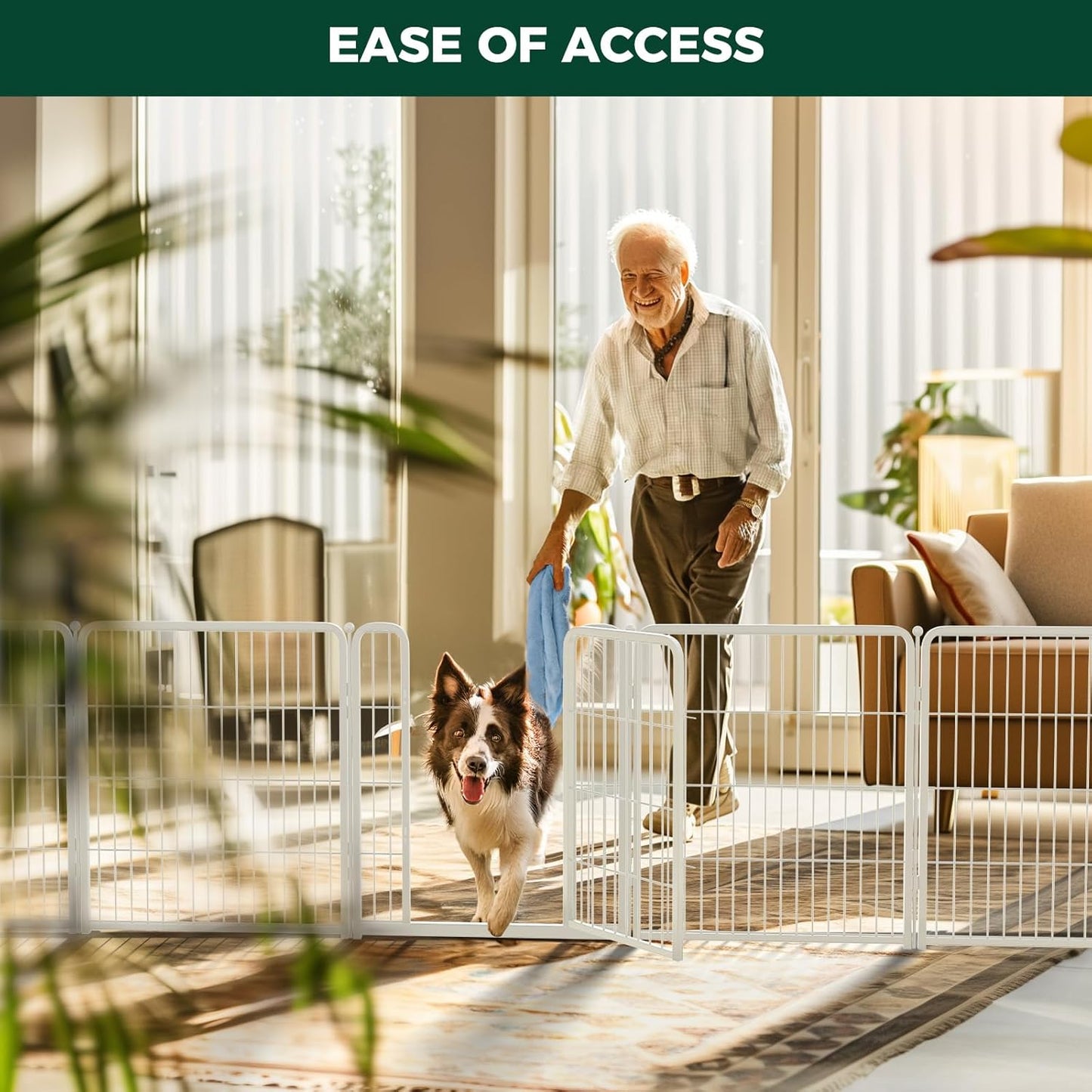 FXW Homeplus Unleashed Indoor Dog Playpen - Stress-Free and Safe Play, Heavy Duty 32 Inch 16 Wire Panels Dog Pen for Small and Medium Dogs, White│Patented