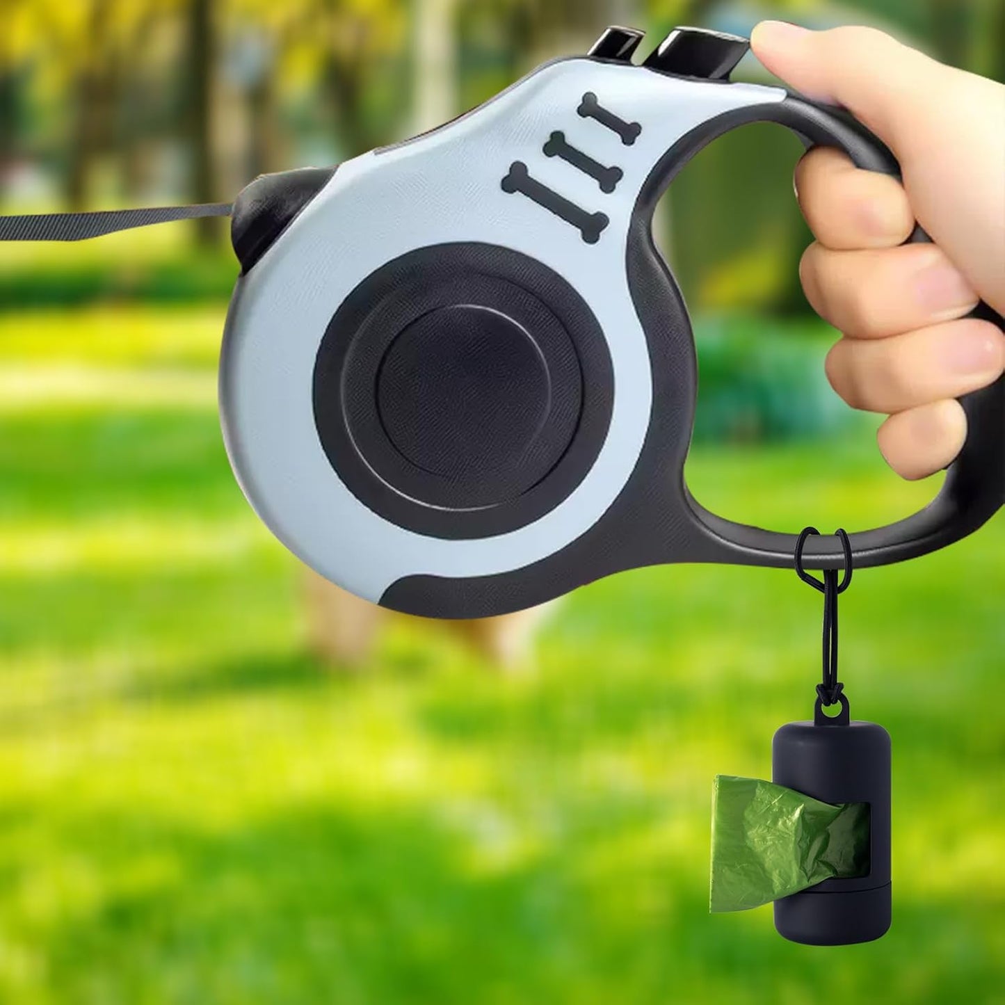 SLSON 3Pack Dog Poop Bag Holder for Leash Lightweight Pet Waste Bag Dispenser with Leash Attachment Portable Plastic Doggie Poop Bag Dispensers,Blue Green Black