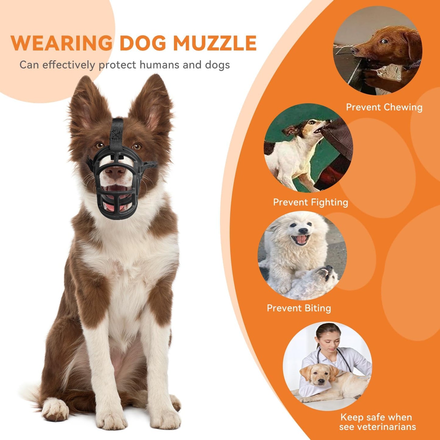 Dog Muzzle – Lightweight Breathable Basket Muzzle, Anti-Biting & Chewing, Adjustable Fit for Small, Medium & Large Dogs(Size 4)