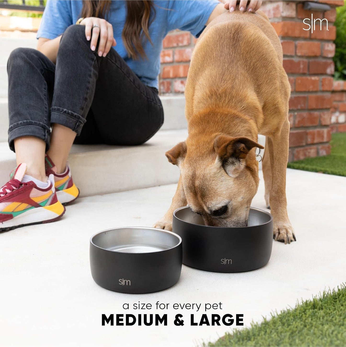 Simple Modern Stainless Steel Pet Water Bowl for Dogs & Cats | Insulated Stainless Steel Food Bowls for Dog Cat | No Tip No Slip BPA Free | Bentley Collection | Large (8 Cups) | Sea Glass Sage