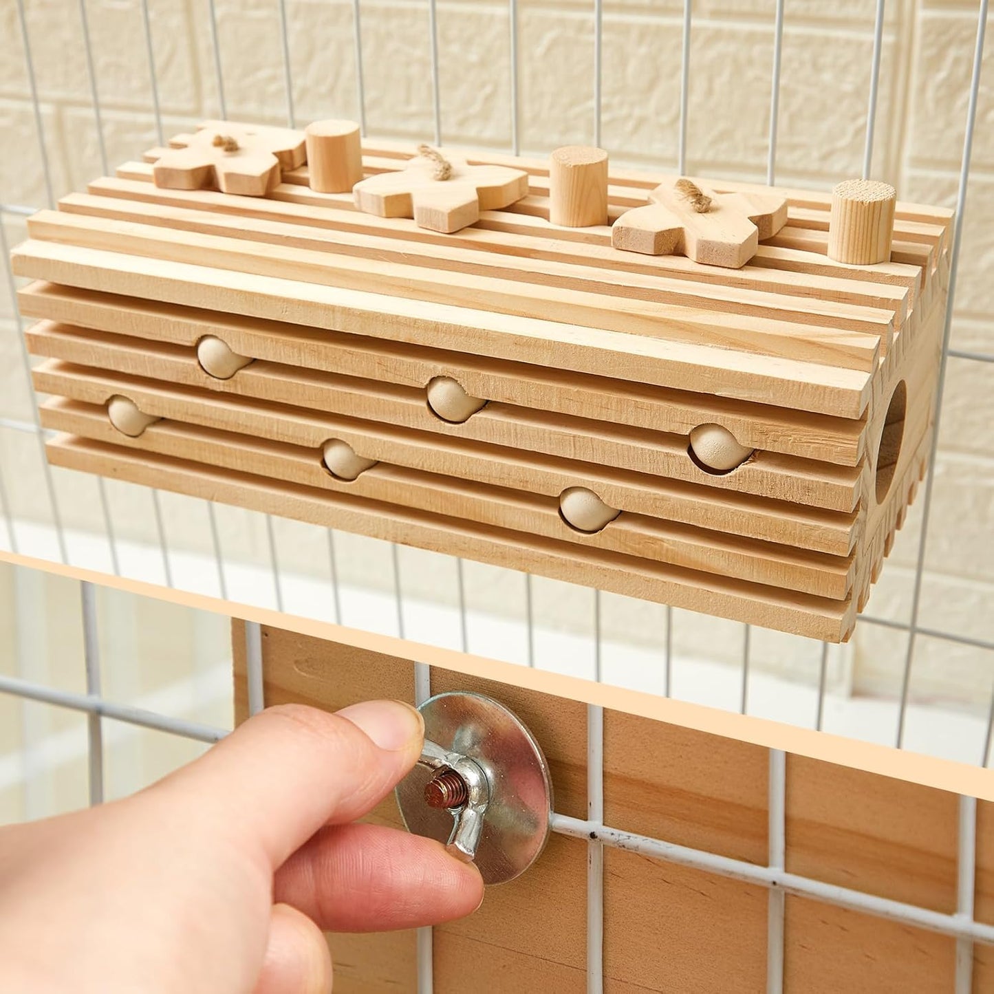 12 x 5 x 4 Inches Extra Large Bird Parrot Toy Activity Block Multicolored Natural Wooden Parrot Cage Chewing Toys for Large Medium Macaws Cockatoos African Grey Birds