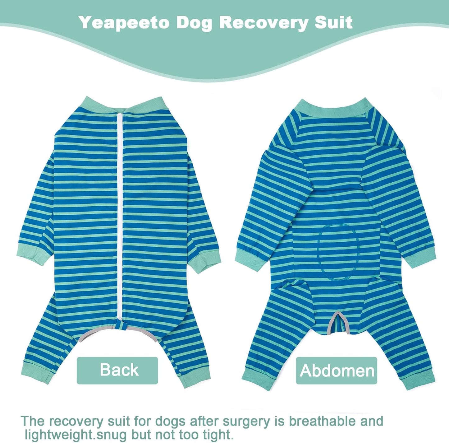 Yeapeeto Dog Onesie Surgery Recovery Suit for Large Medium Bodysuit Dogs Pajamas PJS Full Body for Shedding, Prevent Licking, Wound Protection, Cone Alternative… (Blue Green, 5XL)