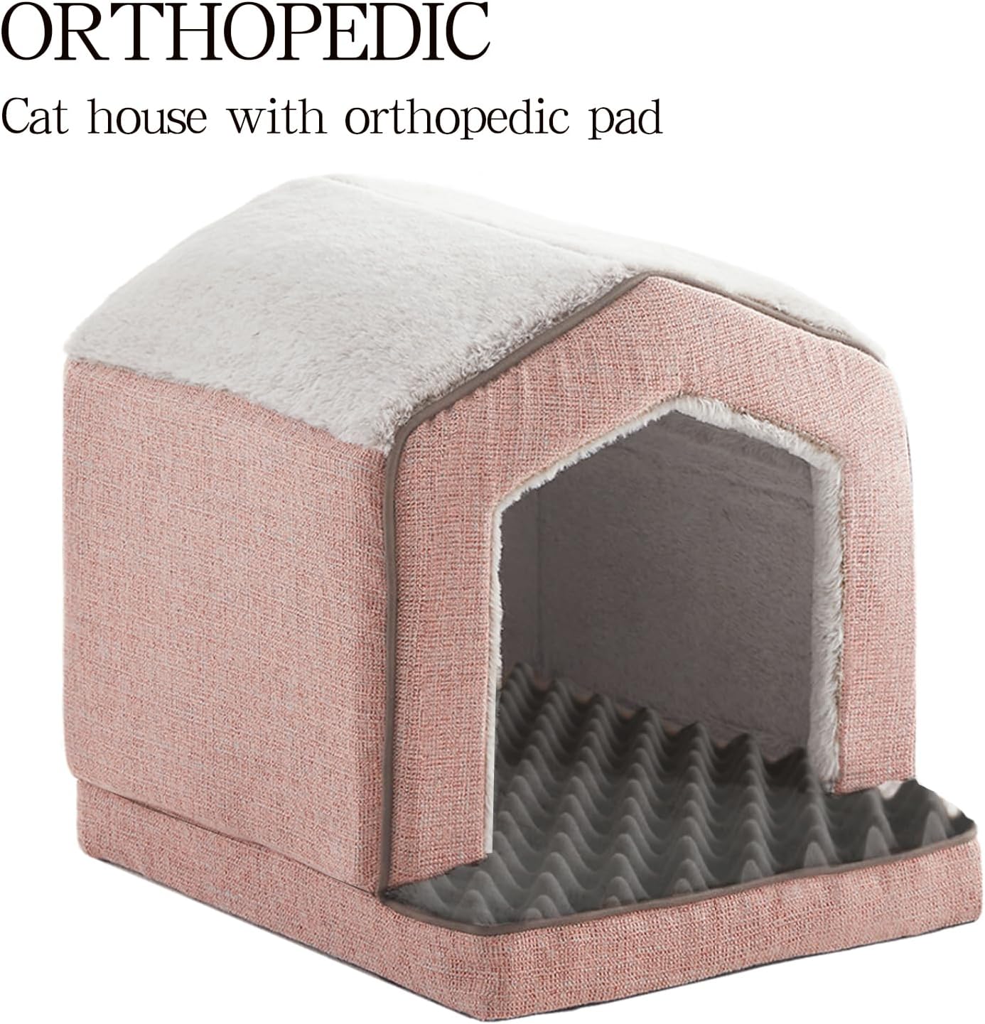 Orthopedic Cat Houses for Indoor Cats,Small Dogs,Super Soft Cat Bed Cave,Condos, Cubes,Cat Hideaway,Covered,Cat Bed for Kitty Small Medium Large Pet (Pink, 18" L x 15" W x 17" Th)