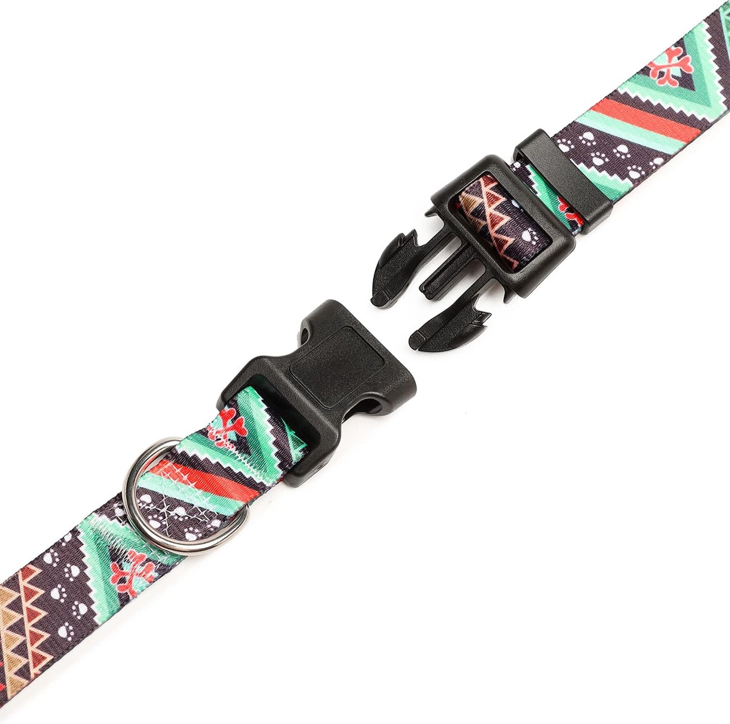 Mercano Adjustable Dog Collar - Special Design Patterns, Soft Nylon Comfortable Durable Pet Collar for Small Medium Large Dogs (M, Ethnic Green)