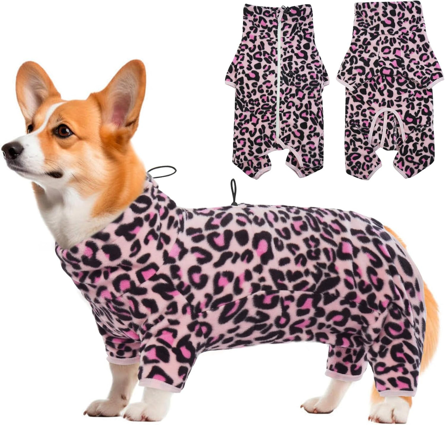 ROZKITCH Warm Dog Pajamas for Large Dogs, Pet Windproof Warm Cold Weather Jacket Vest with Luminous Zipper, Jumpsuit Apparel Outfit Clothes for Small Medium Large Dog L-Pink L