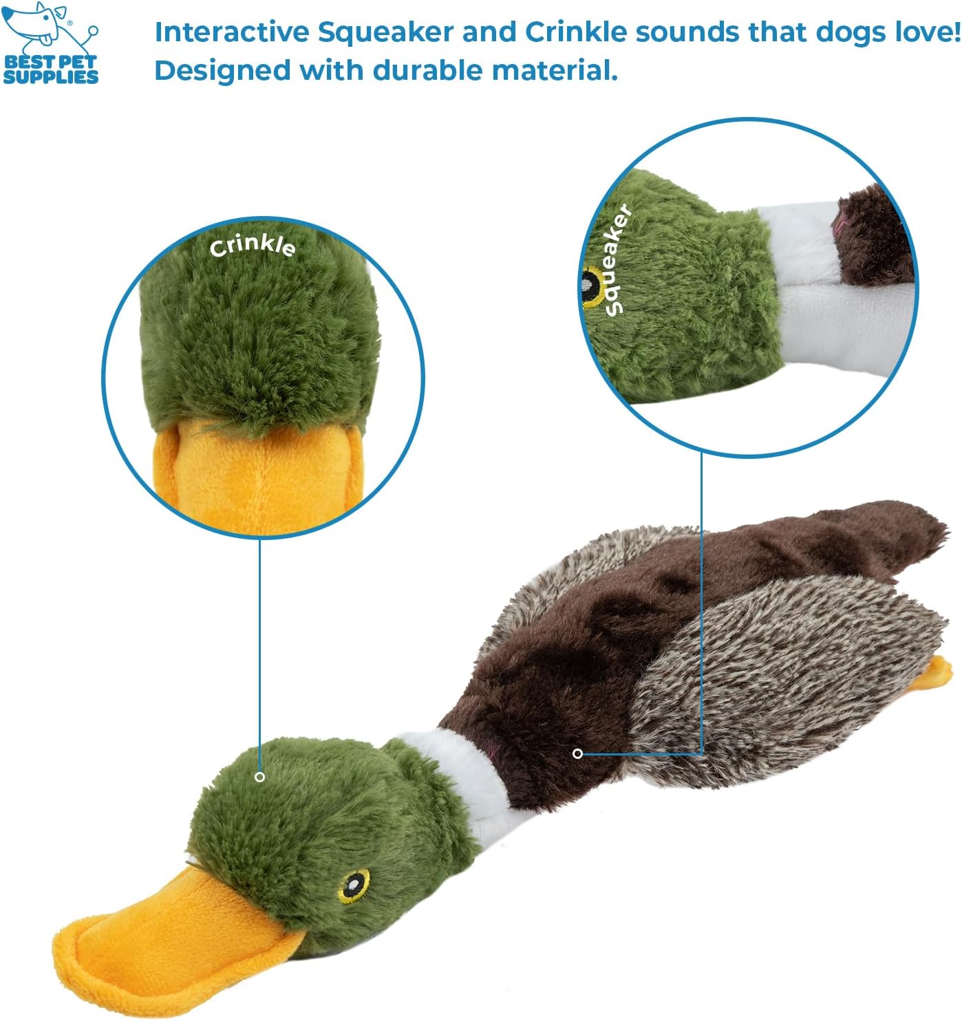 Best Pet Supplies Interactive Squeaky Dog Chew Toy, Ideal Dog Toys for Chewers, Small, Medium & Large Dogs, and Fetch Lovers - Duck (Mystery Box), Large