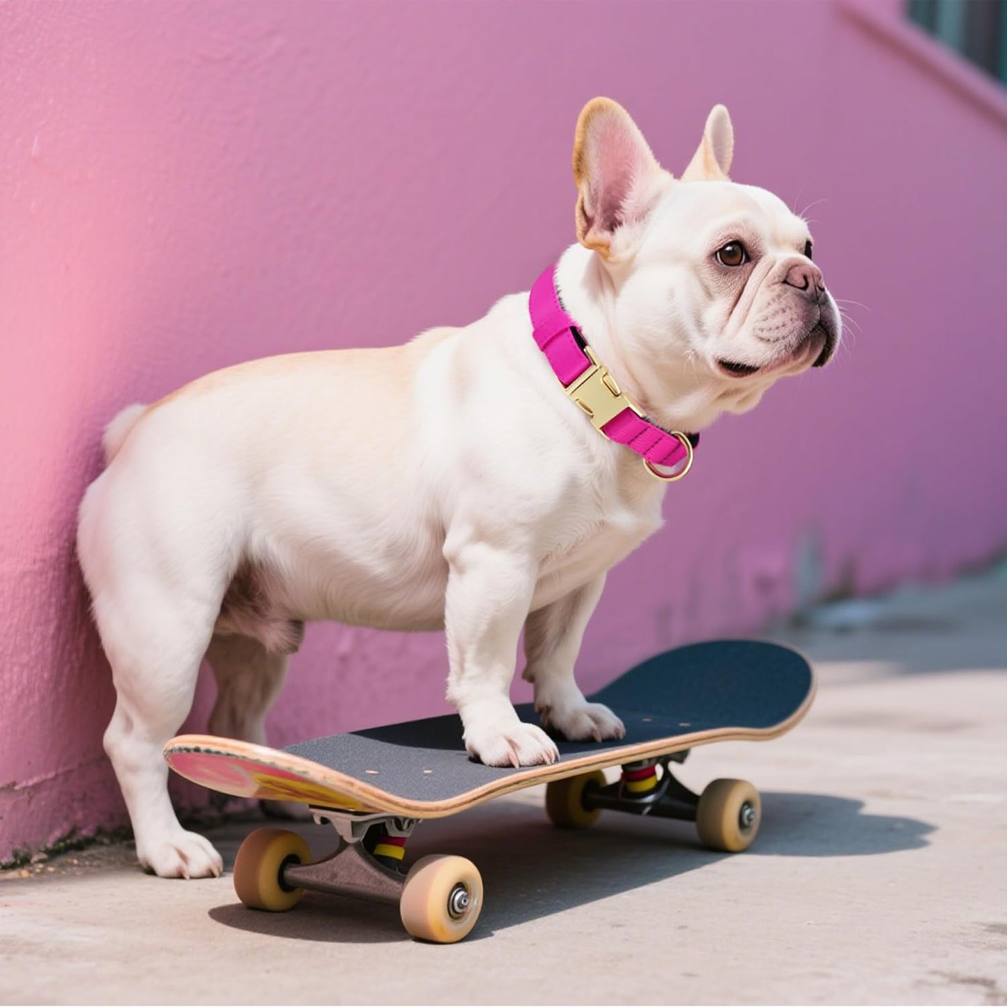 Didog Soft Padded Dog Collars for Medium Dogs, Colorful and Durable Dog Collar with Quick Release Buckle, Light and Breathable for Daily Walking, Rose Purple, M