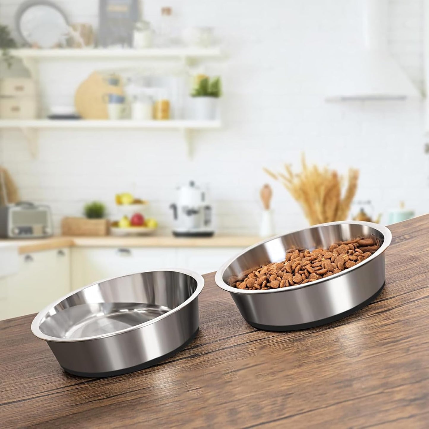 YINGFAN Stainless Steel Dog Bowls, 2 Pack Metal Dog Bowls with Non-Slip Rubber Base, Durable Food and Water Bowl for Small, Puppy Dogs, Holds 2 Cups, BPA-Free, Dishwasher Safe (Black)