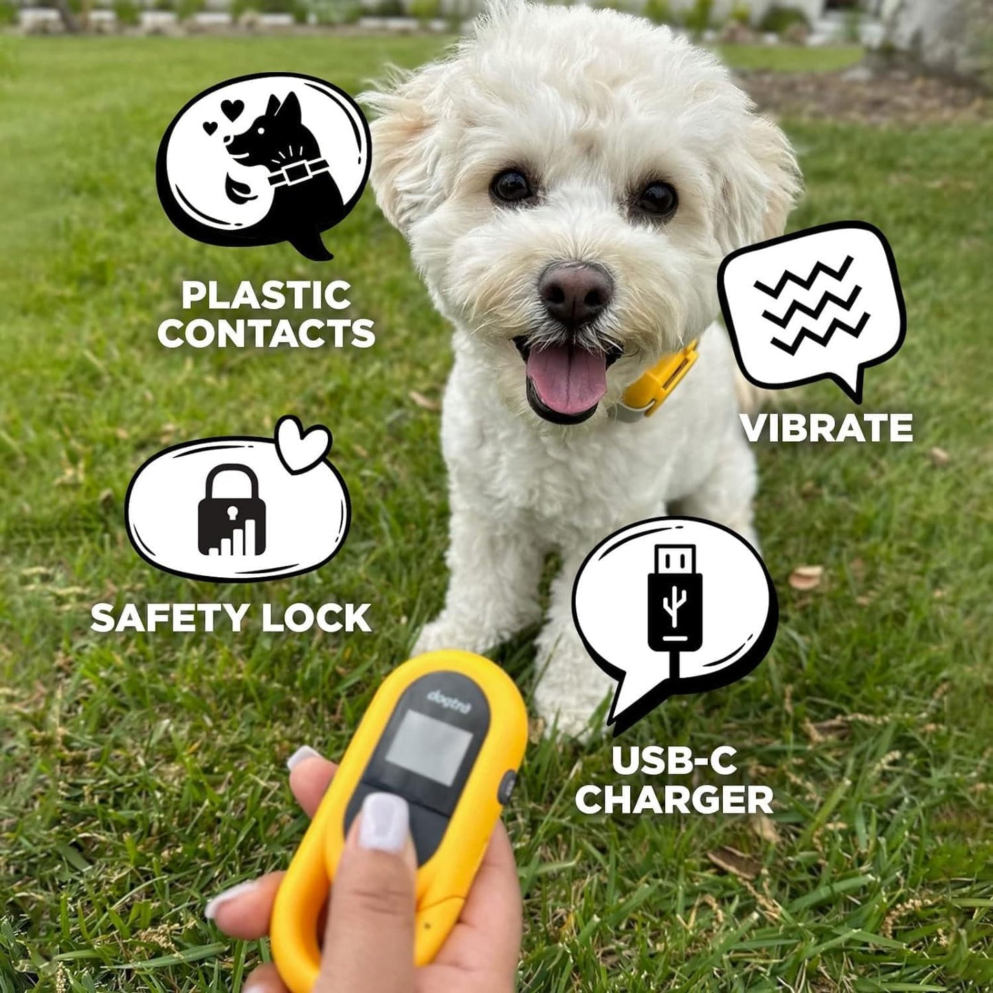 Dogtra CUE Yellow – E-Collar for Dogs Training Collar with Remote – Training Made Easy for Everyday Dog Owners – Gentle Vibration, Custom Boost, Waterproof, Rechargeable, 400-Yard Range System