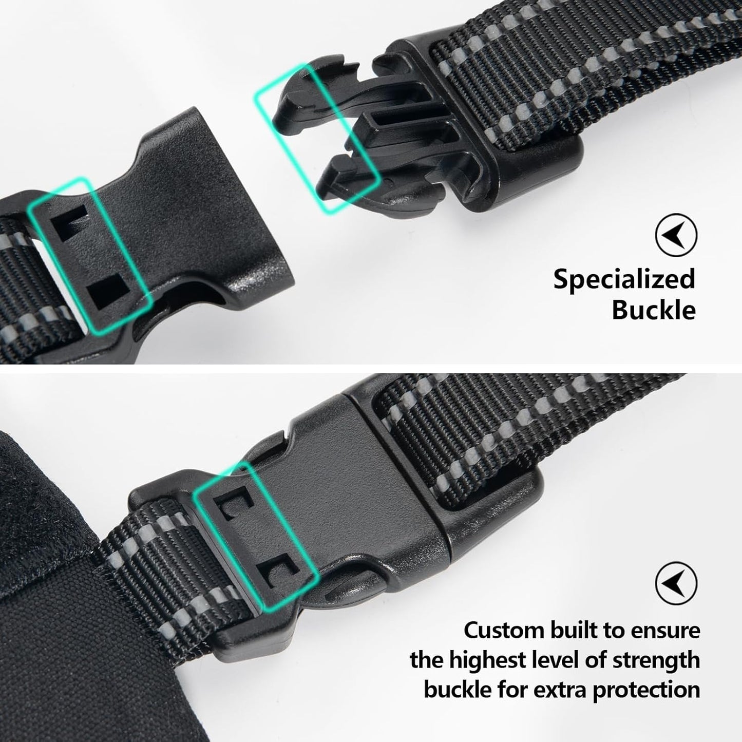 PHOEPET 2019 Upgraded No Pull Dog Harness, Reflective Adjustable Vest, with a Training Handle + 2 Metal Leash Hooks+ 3 Snap Buckles +4 Slide Buckles(S, Black)