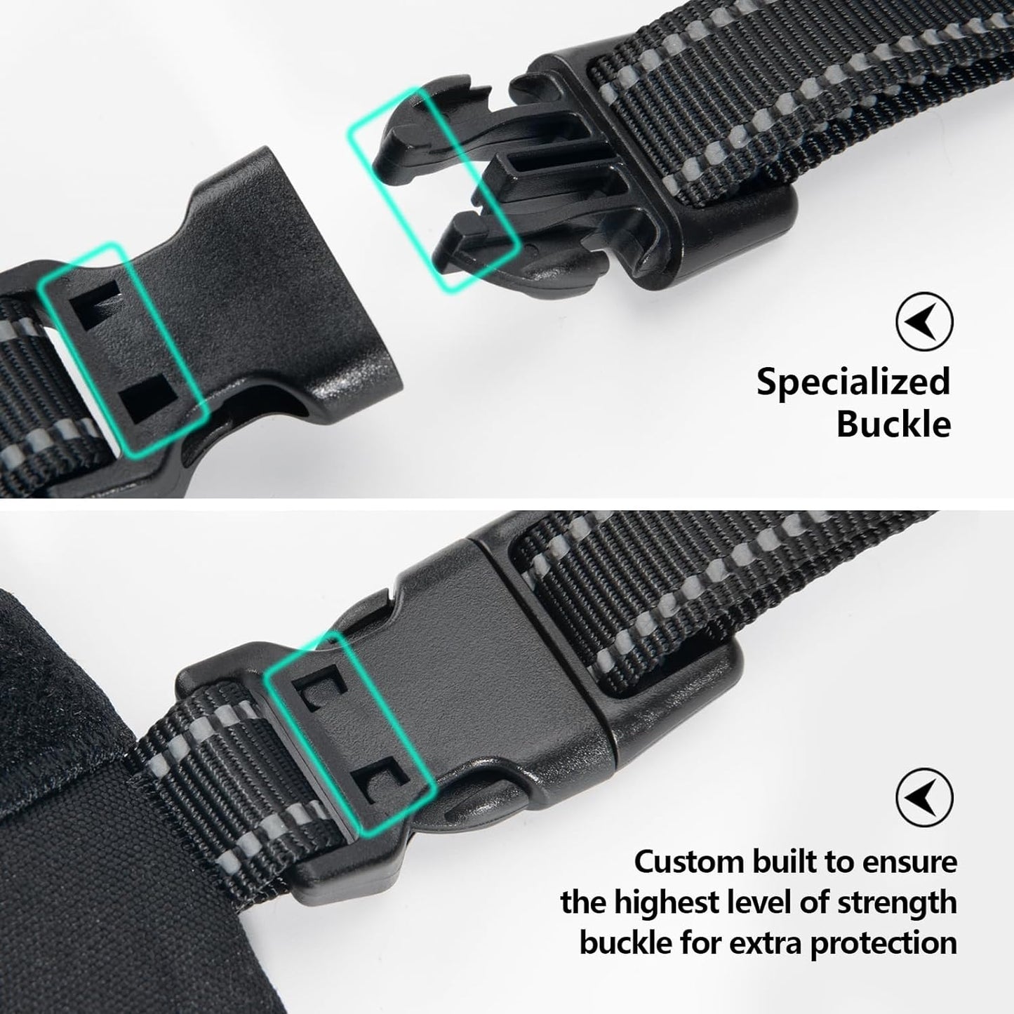 PHOEPET 2019 Upgraded No Pull Dog Harness, Reflective Adjustable Vest, with a Training Handle + 2 Metal Leash Hooks+ 3 Snap Buckles +4 Slide Buckles(XL, Black)