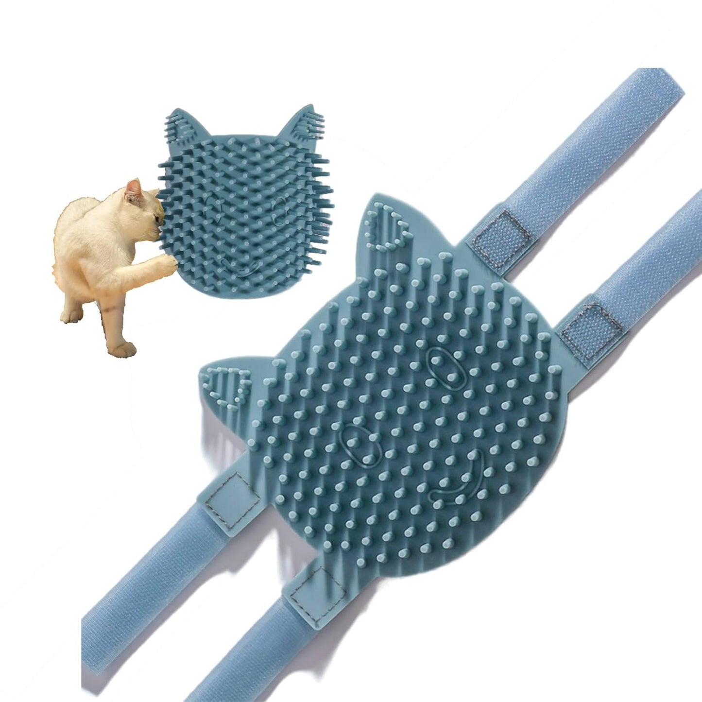 Cat Pet Self Grooming Comb Brush - Multi Functional Catnip Flavor Corner Massage Glove Tool for Kitten Puppy Relaxing, Extra Soft Silicone Pins Handy Hair Shedding Trimming