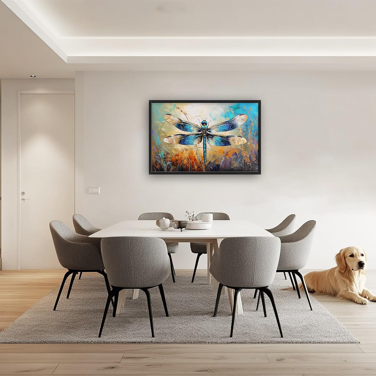 Quorin Dragonfly Large Wall Art Abstract Dragonfly Pictures Wall Decor Colorful Canvas Print Painting Artwork for Bathroom Living Room Bedroom 36L x 24W