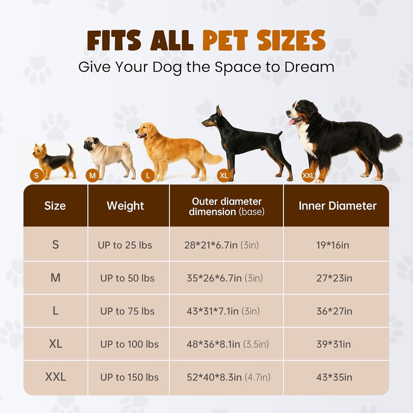 Orthopedic Dog Bed for Large Dogs, Removable Washable Cover, Memory Foam Indestructible Pet Couch for Big Dogs, Sturdy and Cozy Round Bed with Bolstered Sides, Durable Crate Bed, Camel