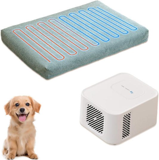 Pet Bed Cooling System, Consistent Warm and Cold Water Pad, No Electric Shock or Chemical Gel Needed, Machine Washable Bed, Ideal for Home and Crates (Cooling & Heating Green, 30" x 20")