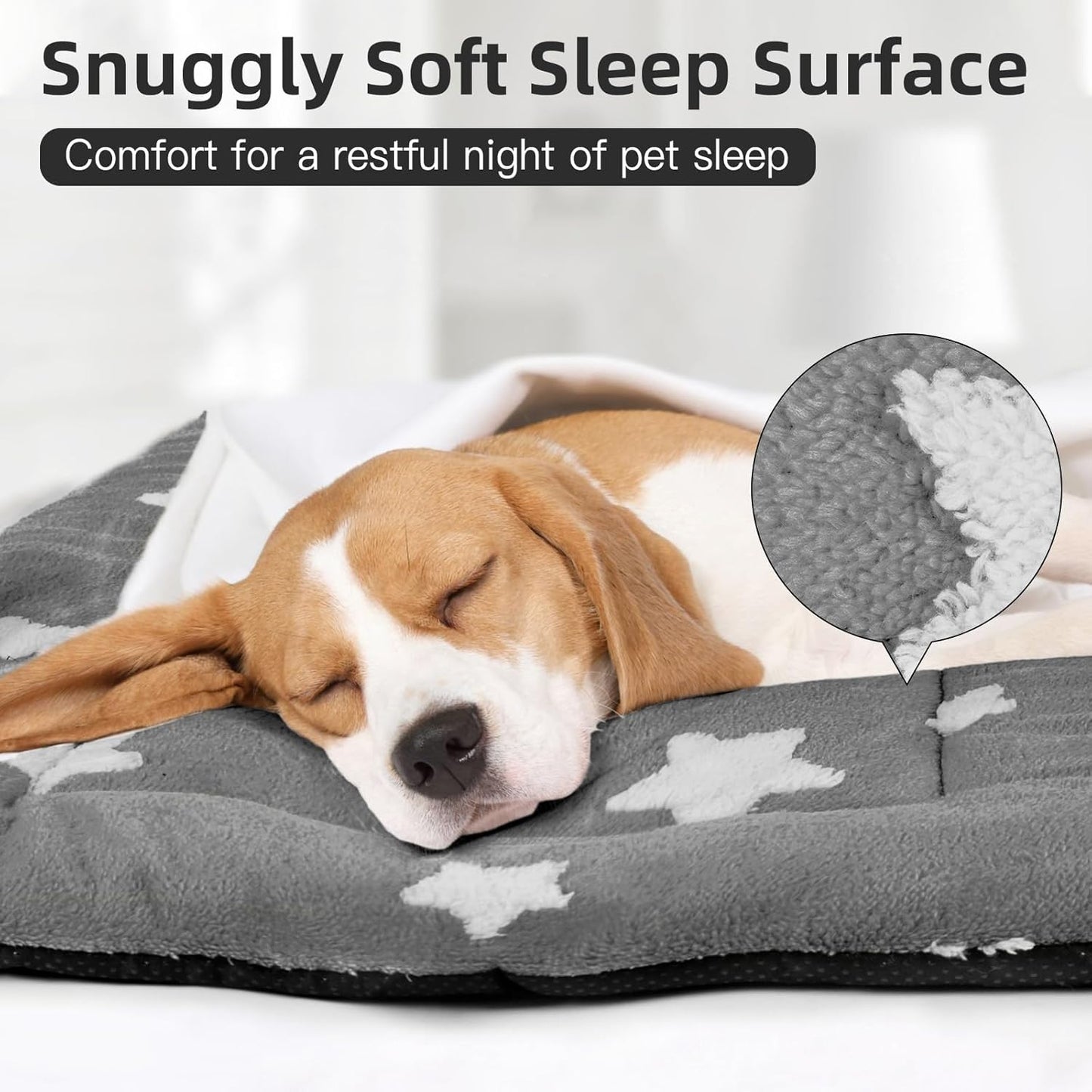 Mora Pets Dog Crate Pad Dog Kennel Bed Crate Mat for Large Dogs Washable Cute Star Pet Bed for Cage Ultra Soft Flat Pillow Cushion for Cozy Sleeping Anti-Slip Grey 42 x 27