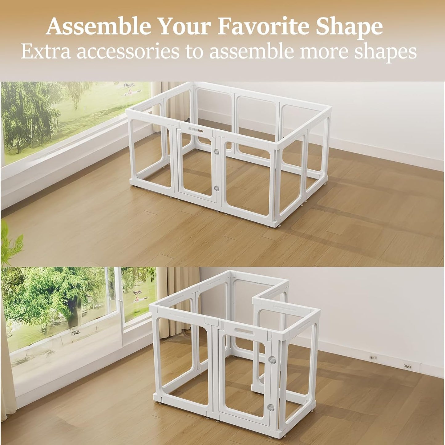 Clear Acrylic Dog Playpen with Door, for Puppy Cat Rabbit Transparent Pet Pen, Dog Playpen Indoor, Dog Fence, Easy Assemble & Cleaning Dog Pen for Small & Medium Dogs (23.6“ Height, 10PCS)