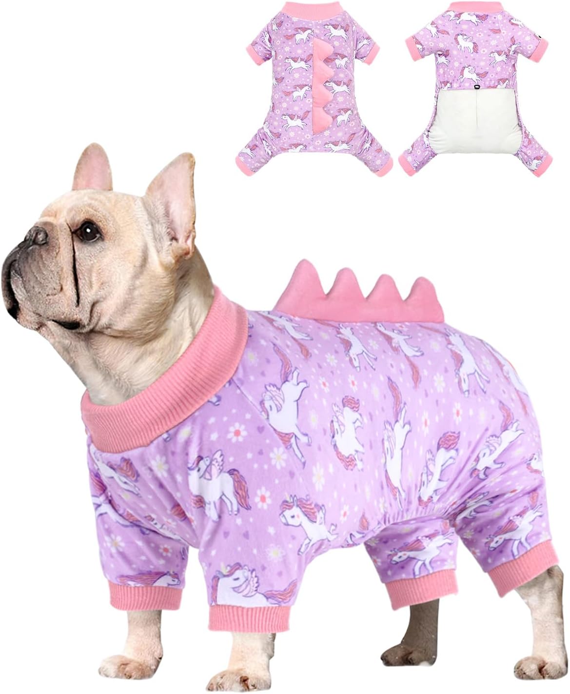 CuteBone Dinosaur Costume Dog Pajamas, Stretchy Spandex Crystal Velvet Sleepwear Coat for Small Dogs, Soft & Warm Pet Outfit Clothes for Cold Weather, Cozy Pullover Design COSP11S