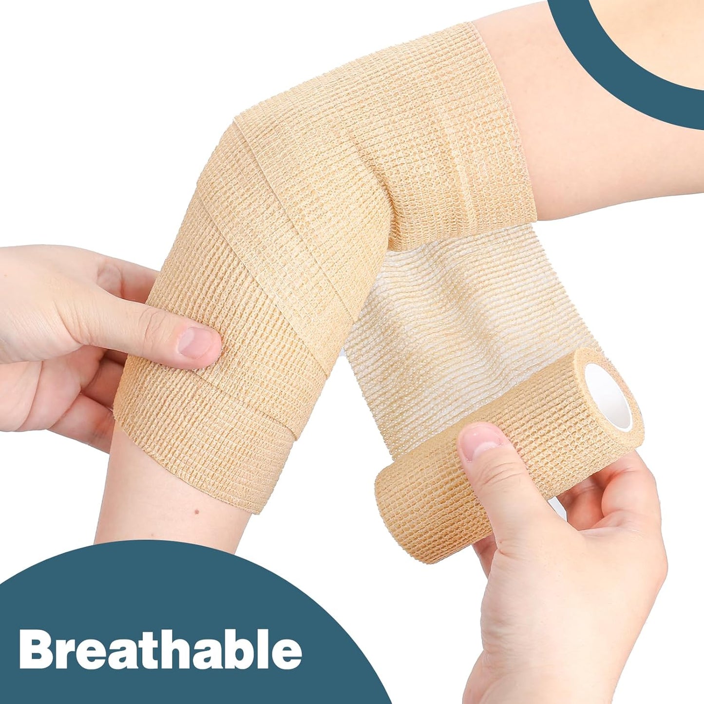 AZEN 9 Pack Self Adhesive Bandage Wrap, 4" X 5 Yards Elastic Cohesive Bandage Wrap, Skin Color Athletic Tape, Ankle Tape, Tattoo Grip Tape Wrap, Vet Wrap