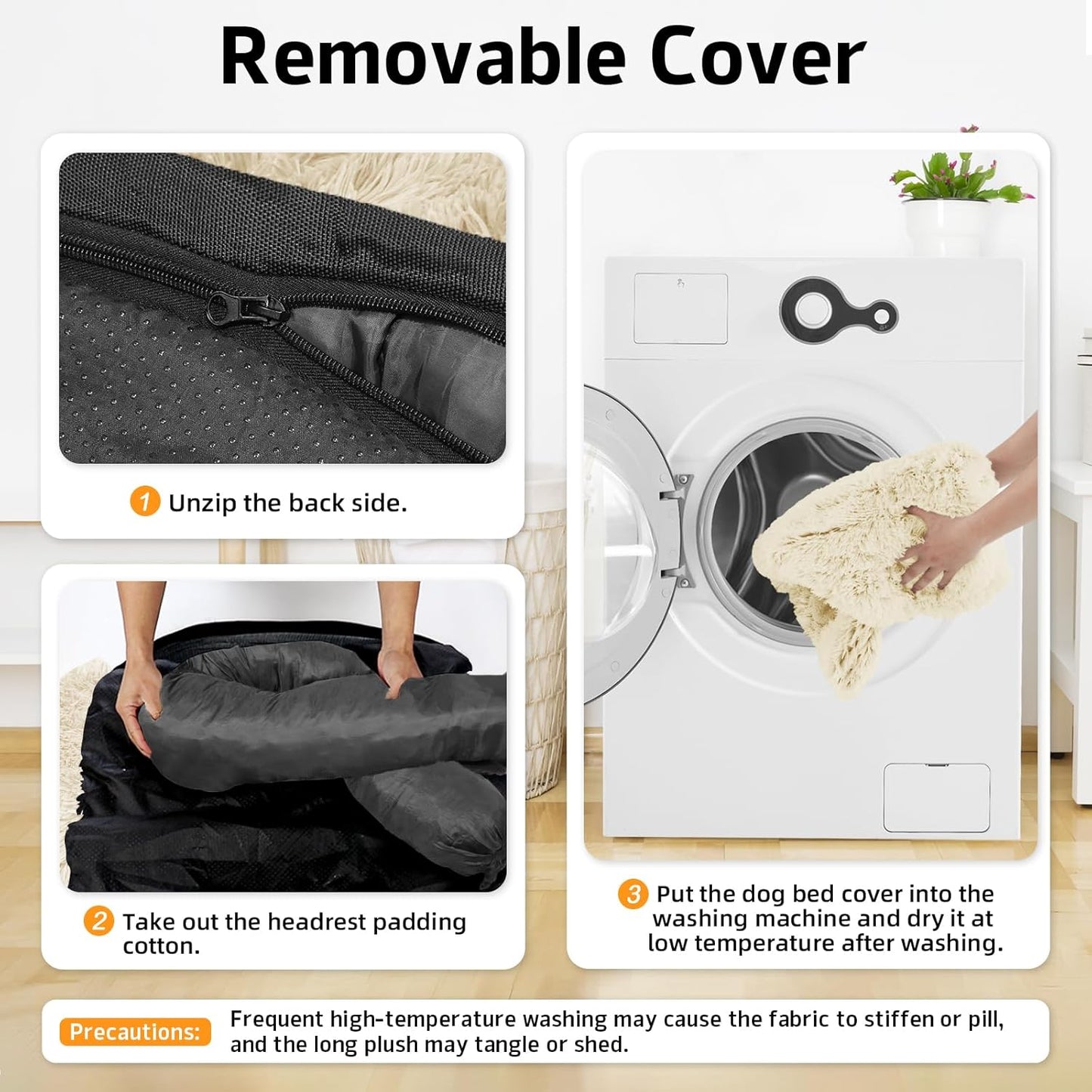 GGIB Calming Dog Bed Fluffy Plush Dog Mat for Furniture Protector with Removable Washable Cover for Large Medium Small Dogs and Cats (Extra Extra Large, Beige)